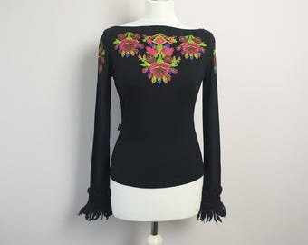 MOSCHINO Black Longsleeve Top Women Size S / M  Made in Italy