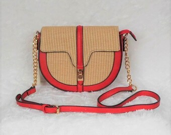 Red Women Crossbody Bag Vintage High Fashion