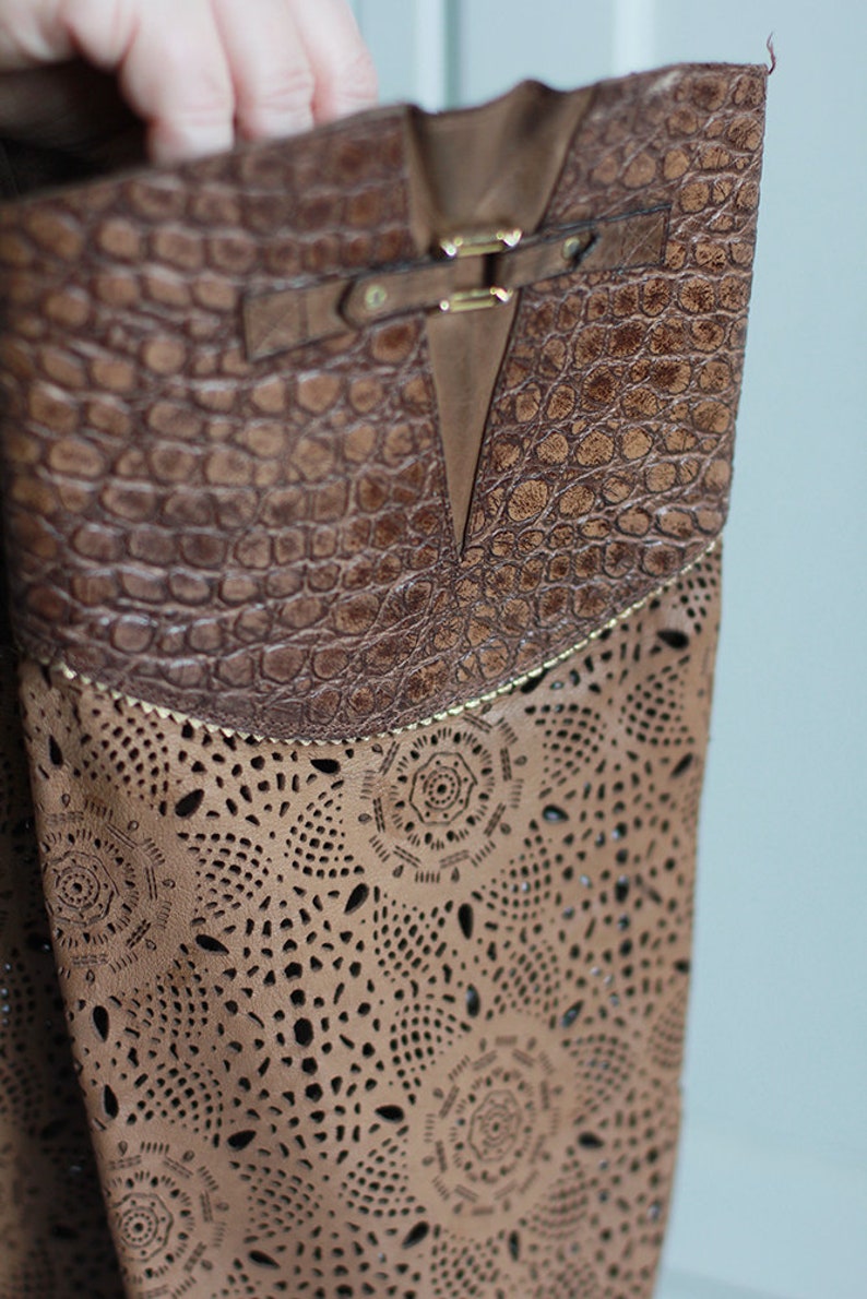 GIANMARCO LORENZI Women Openwork Boots Summer Brown Leather Size EU 37 Made in Italy