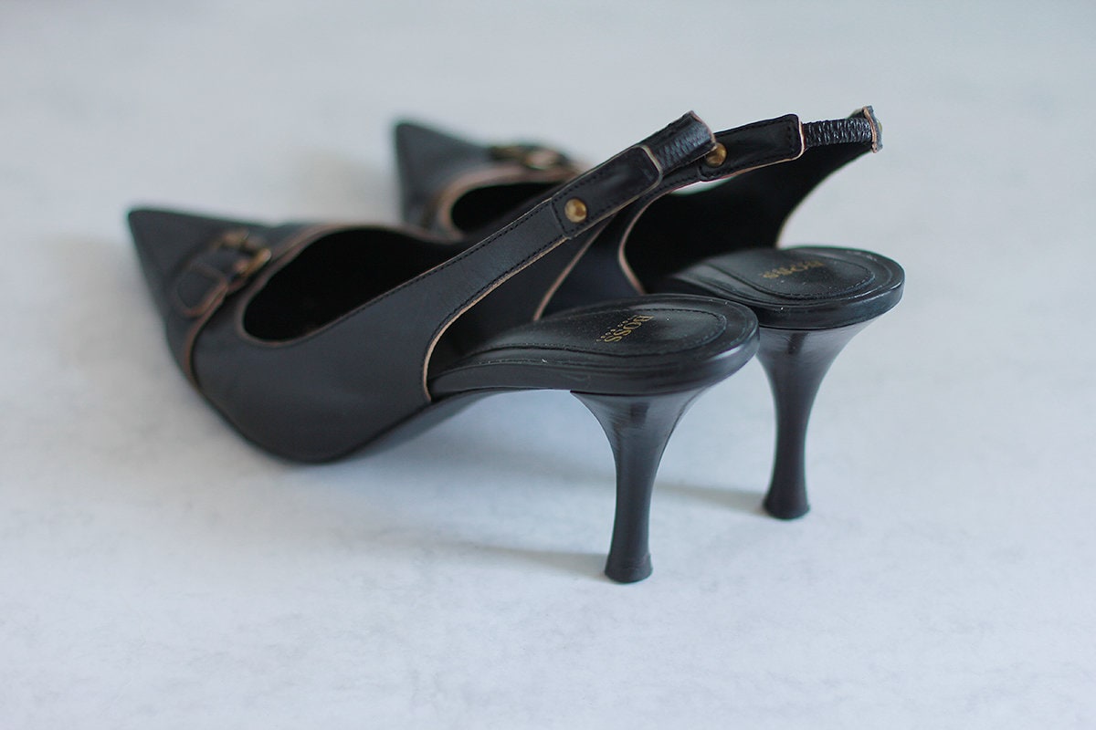 butik Kirsebær hule Hugo Boss Pumps Black Leather Heels Vintage Women Shoes Size | Etsy