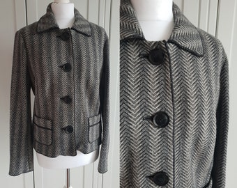 Vintage Betty Barklay Wmen Blazer Grey Wool Cardigan Jacket Maat 38 / M / US 8 / UK 12