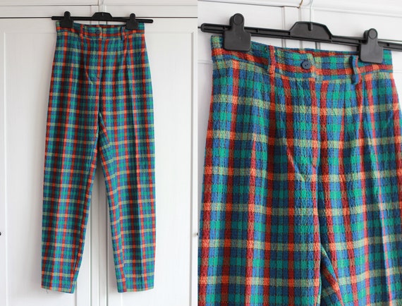 blue tartan pants womens