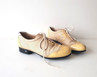 ESCADA Lackleder Golf Schuhe Schnürer Damen Größe 37 Made in Italy