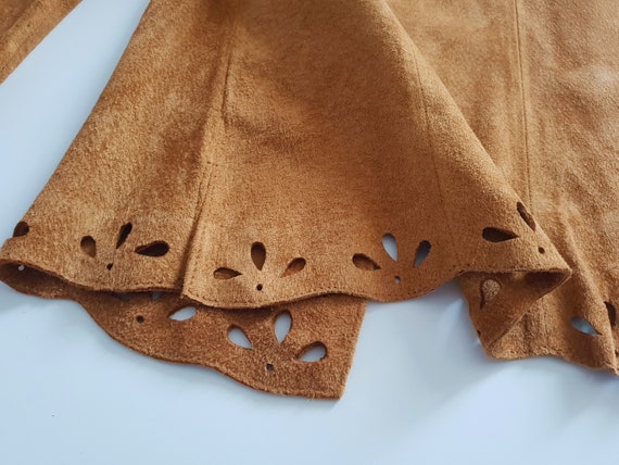 Vintage Crop Suede Blazer Jacket Brown Genuine Le… - image 4
