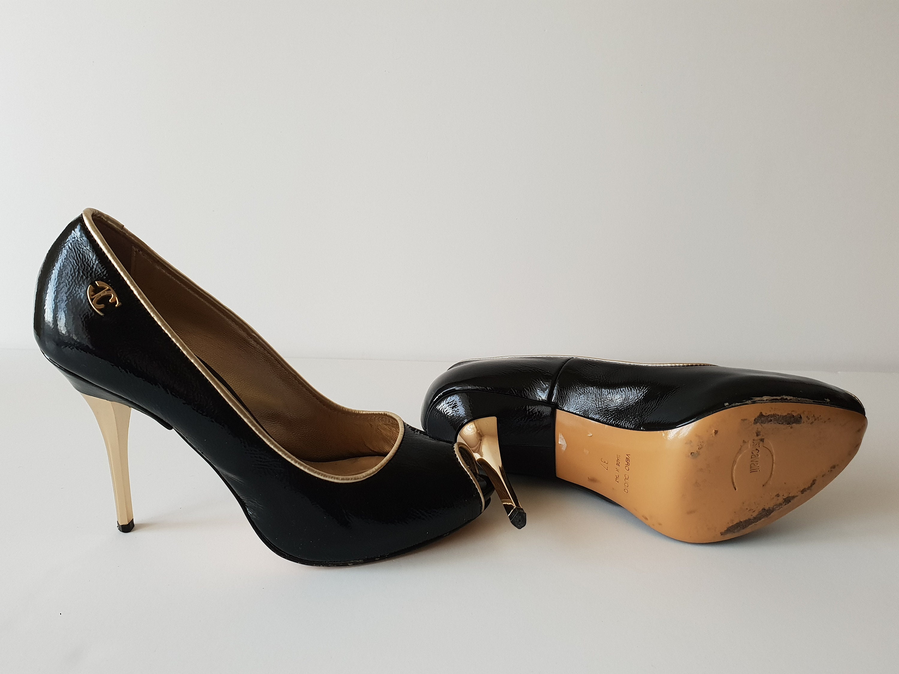 Escarpins Noirs En Cuir Italien - Talons Hauts Fins - Taille 37 - Occasion Très Bon état - Marque Bolero