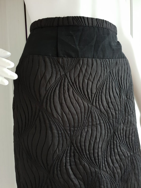 Vintage Escada  Skirt Black Pencil Wool Silk Wome… - image 4