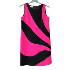 Moschino CHEAP AND CHIC Dress Virgin Wool Vintage Cocktail Party Women Dress Black Pink Size M / L Made in Italy