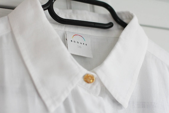 Vintage BOGNER Shirt Oxfords White Cotton Linen G… - image 3