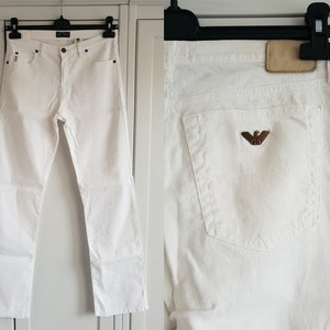 Vintage ARMANI Jeans White Women Men Pants size W29 L32   29 x 32  Made in Italy