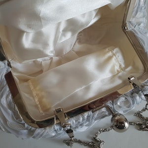 Vintage Bridal Women Bag Ivory White Light Gray Silver Wedding Handbag image 6