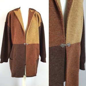 Vintage Knit Cardigan Sweater Wool Coat Jacket  Women Size L Made in Sweden
