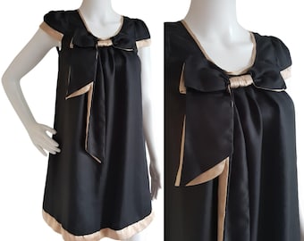Vestido Moschino Vintage Casual Vestido Negro Beige Seda Mujer Talla XS/2 Hecho en Italia