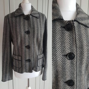 Vintage Betty Barclay Wmen Blazer Gray Wool Cardigan Jacket  Size 38 / M / US 8 / UK 12