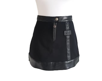 VERSACE Jeans Couture Black Skirt Silver Head Medusa Women Vintage Mini Skirt Made in Italy