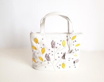 Bolso de piel RADLEY, piel gris marfil, amarillo, pequeño