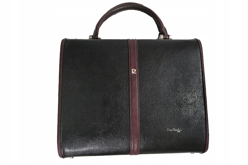 70s Pierre Cardin Paris Box Bag Vintage Black Leather Makeup Etsy