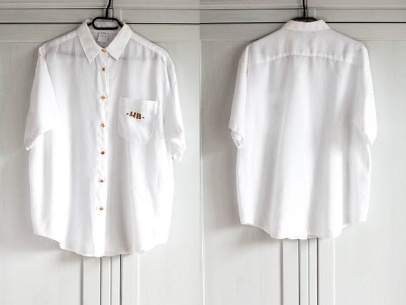 Vintage BOGNER Shirt Oxfords White Cotton Linen G… - image 6