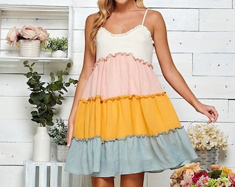 Boho Ruffle Tiered Mini Dress
