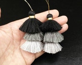 One 3 Layer Cotton Tassel 75mm 3 Color Earrings Yoga Mala Necklace Dance Dress Costume Handmade Supply DIY Bohemian Jewelry Findings