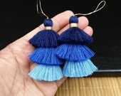 One 3 Layer Cotton Tassel 75mm 3 Color Earrings Yoga Mala Necklace Dance Dress Costume Handmade Supply DIY Bohemian Jewelry Findings