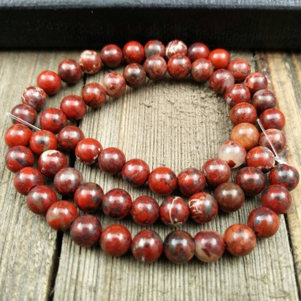 Poppy Jasper Beads 4/6/8/10/12mm Red Brecciated Stone Religious Rosary Yoga Mala Necklace Bracelet Anklet Earrings Gemstone Beading Supplies