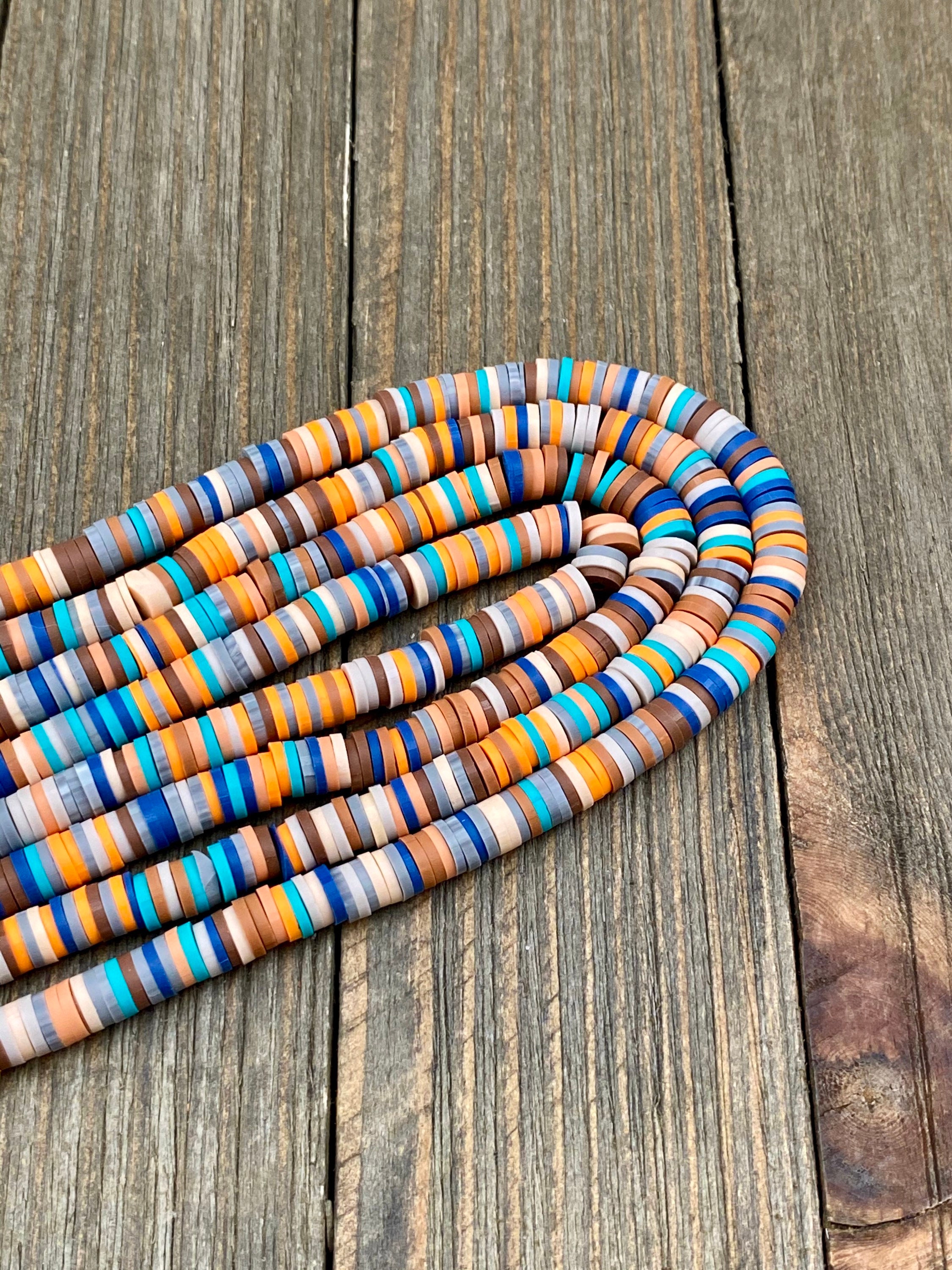 Ny6design Rainbow Soft African Vinyl Clay Heishi Beads – 4mm, 6mm, 8mm, 10mm (15” Strand) Polymer Clay Spacers