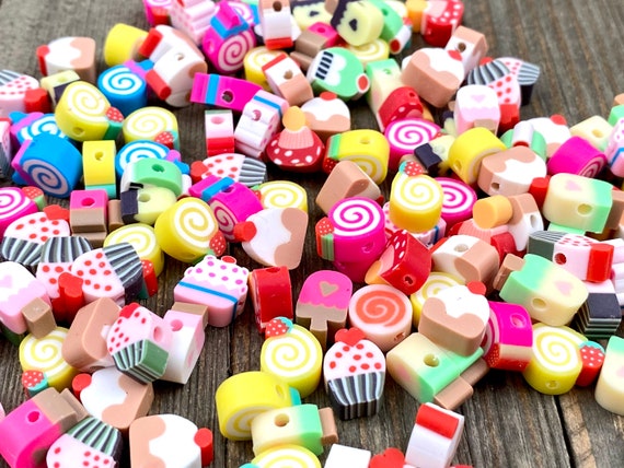 300 PCS Flower Clay Bead Charms Colored Polymer Clay Beads Cute Star Heart  Animals Butterfly Mixed Dessert Clay Beads Charms for DIY Jewelry Bracelet