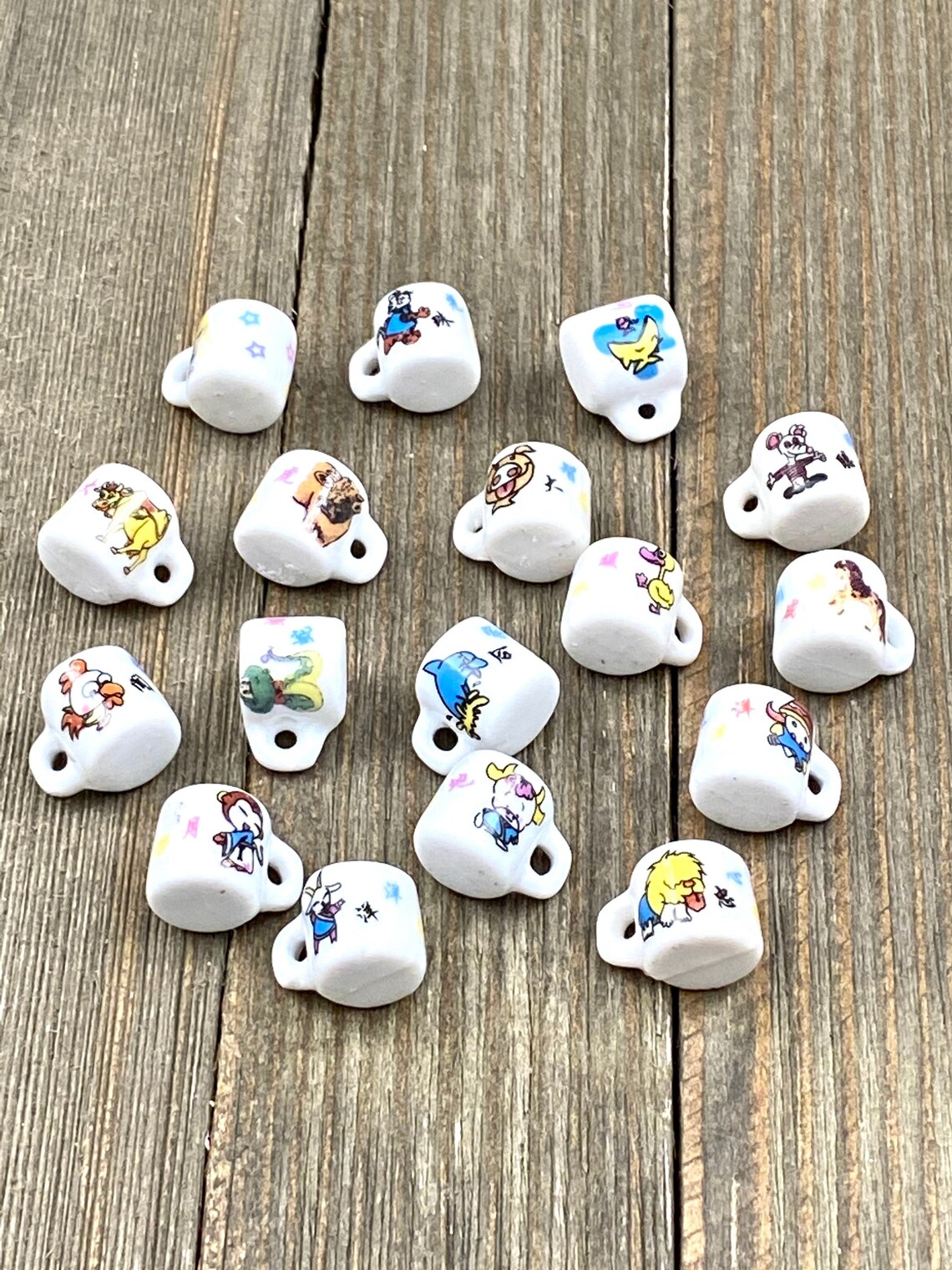 1 Tea Cup Ceramic Charm Porcelain Multicolor Enamel Miniature Etsy