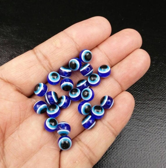 NEW! 50 EVIL EYE LUCKY EYE RONDELLE DISC SHAPED BEADS 10MM JEWELLERY MAKING