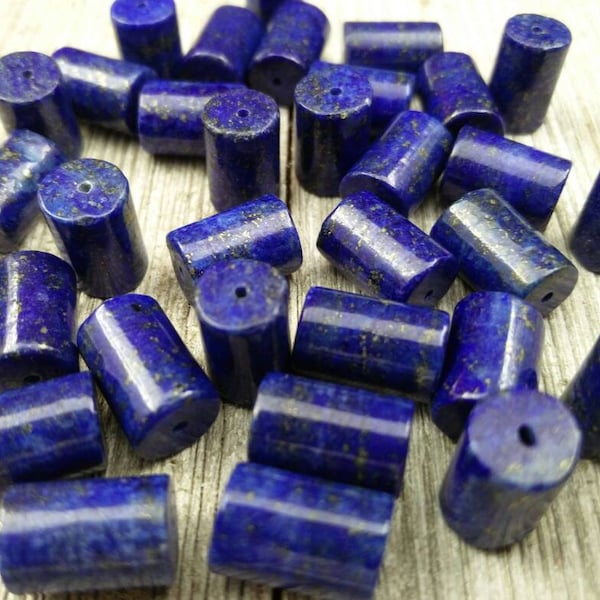 Set Of 5 Blue Lapis Lazuli Beads 14x10 mm Cylinder Barrel Tube Focal Guru Spacers Gemstones DIY Earrings Bracelet Yoga Mala Necklace Jewelry