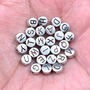 High Quality 6mm Metal English Alphabet Beads A To Z Letters Silver Round Spacers DIY Earrings Bracelets Anklets Bohemian Jewelry Findings