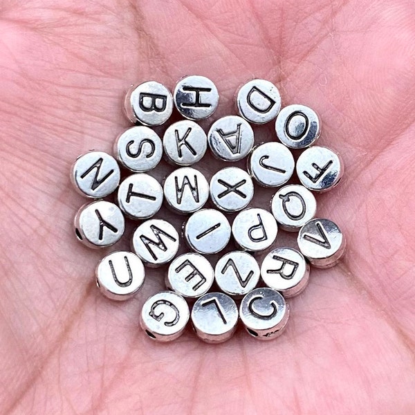 High Quality 6mm Metal English Alphabet Beads A To Z Letters Silver Round Spacers DIY Earrings Bracelets Anklets Bohemian Jewelry Findings