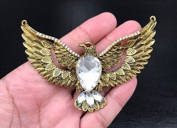 Huge Eagle Pendant Antique Gold Color 