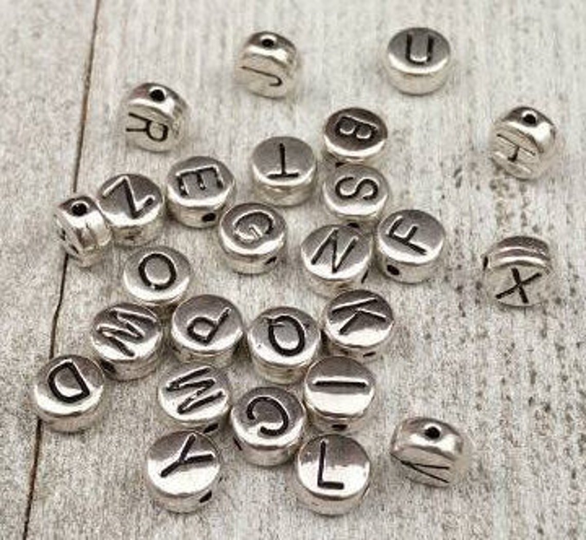 6mm Silver Metal English Alphabet Beads A To Z Round Spacers Etsy
