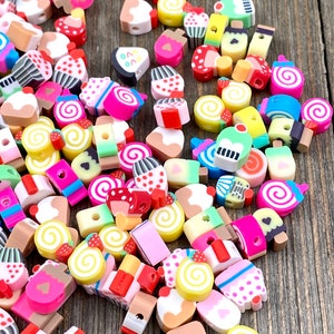 Polymer Clay Beads Ice Creams Candy Pastries Cup Cakes Sweets Assorted ...