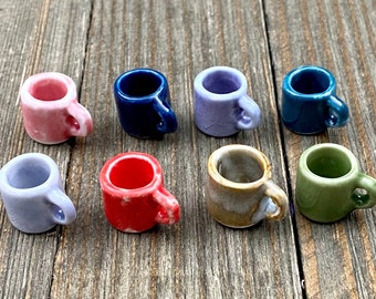 1 Tea Cup Ceramic Charm Porcelain Multicolor Enamel Miniature Doll House Coffee Mugs Spacers DIY Earrings Bracelet Anklet Yoga Mala Necklace