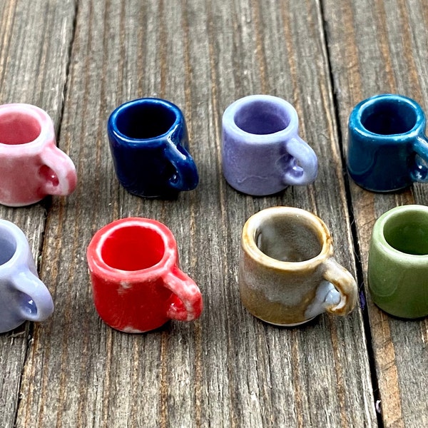 1 Tea Cup Ceramic Charm Porcelain Multicolor Enamel Miniature Doll House Coffee Mugs Spacers DIY Earrings Bracelet Anklet Yoga Mala Necklace