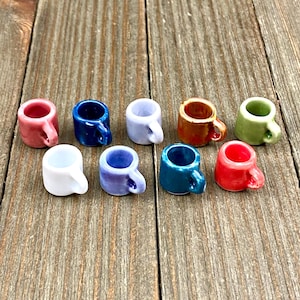 Tea Cup Ceramic Charm Porcelain Multicolor Teacup Miniature Doll House Coffee Mugs Spacers DIY Earrings Bracelets Anklets Yoga Mala Necklace