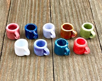 Tea Cup Ceramic Charm Porcelain Multicolor Teacup Miniature Doll House Coffee Mugs Spacers DIY Earrings Bracelets Anklets Yoga Mala Necklace