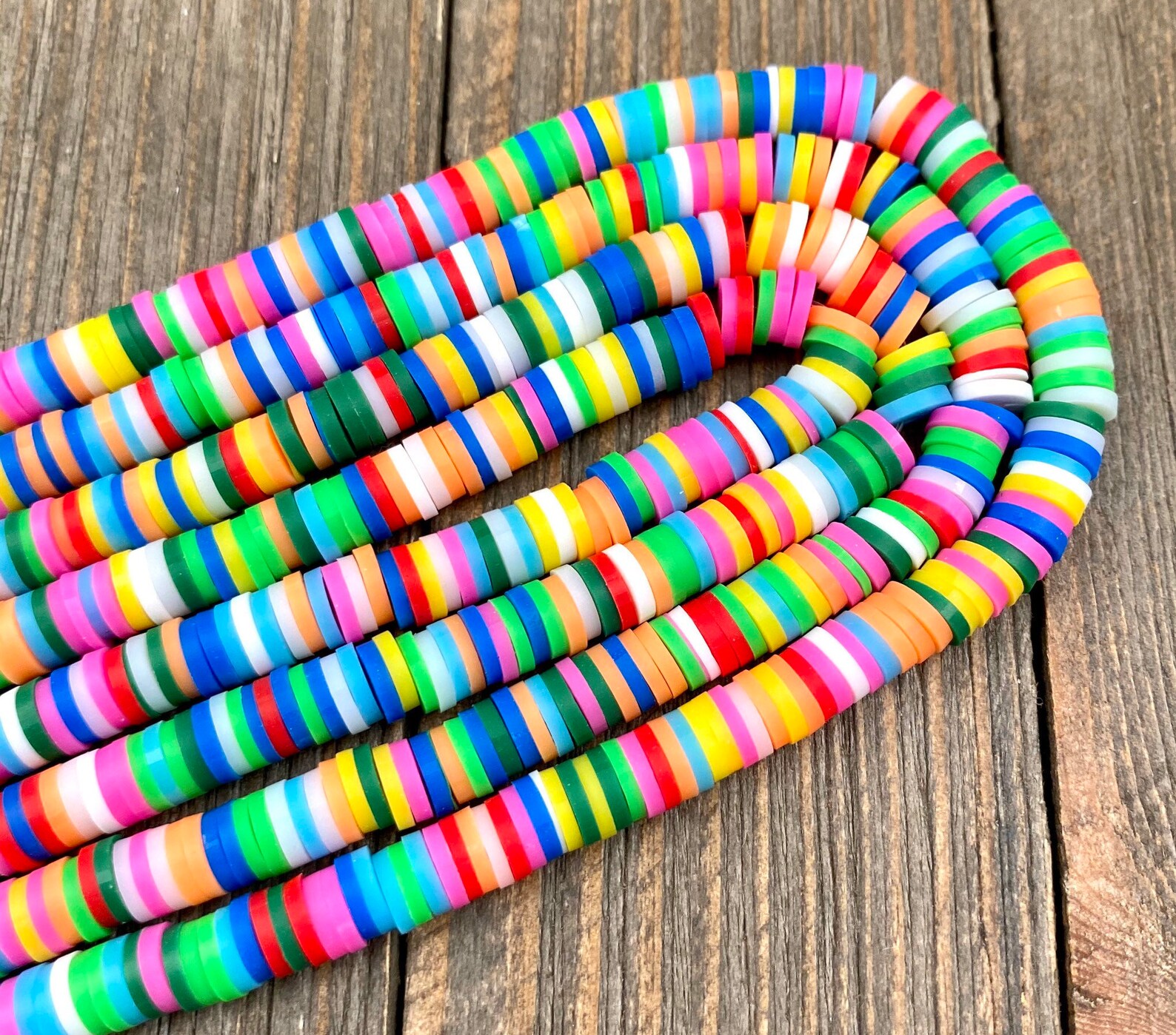 6mm Vinyl Heishi Disc Beads Mix Color Polymer Clay Round Soft Etsy