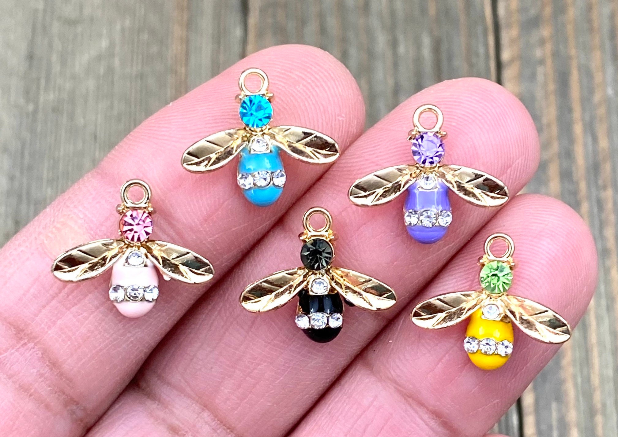 20 Ciondoli Ape Con Strass – Per Decorazioni Fai Da Te, Gioielli E Accessori - 2