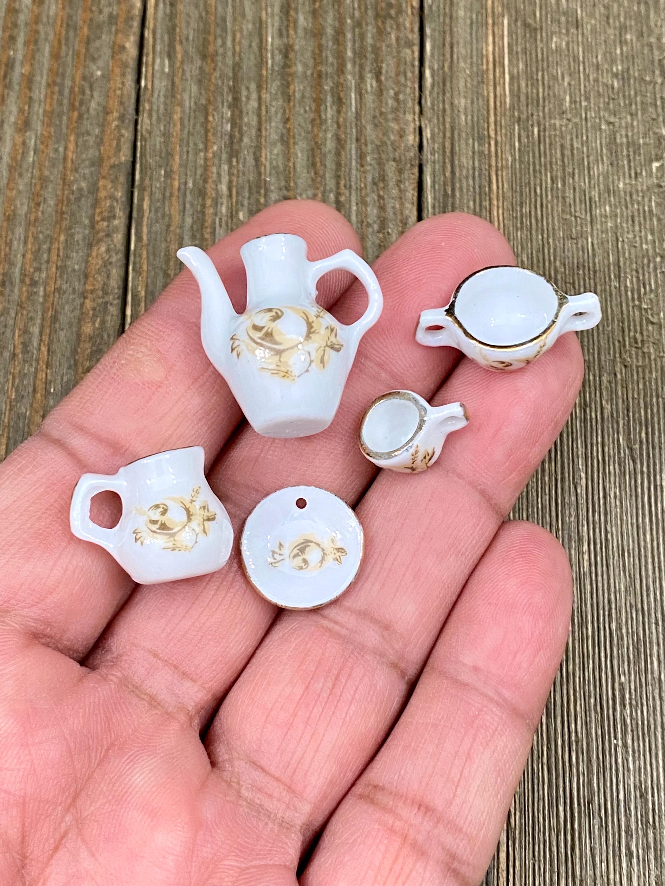 Keramik Teetasse Zucker Milch Topf Saft Wasser Krug Kaffeebecher Teller Teetasse Porzellan Charme Miniatur Puppenhaus Yoga Mala Halskette Geschenk