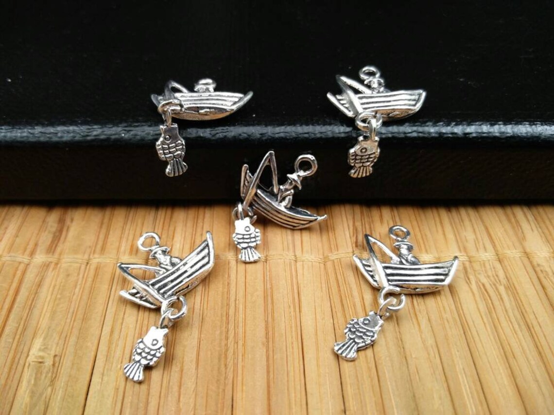 Fisherman Charms Fishing Charms Boat Charms Catching Fish | Etsy
