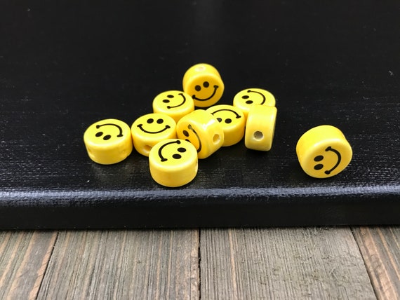 Ceramic Happy Face Beads Horizontal/vertical Hole 8/10/12/15/16mm