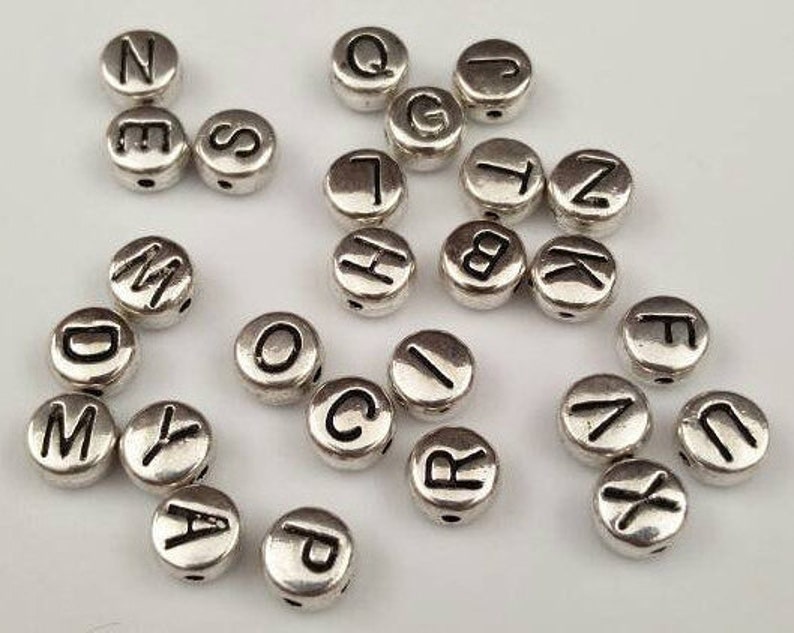 6mm Silver Metal English Alphabet Beads A to Z Round Spacers Etsy
