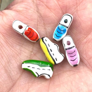 5 zapatillas de cerámica para correr, cuentas de porcelana esmaltadas multicolores, espaciadores para zapatillas deportivas, pendientes, pulseras, tobilleras, collares de mala de yoga, joyería bohemia