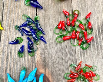 50 Ciondoli Vetro Di Murano A Forma Di Peperoncino - Perline