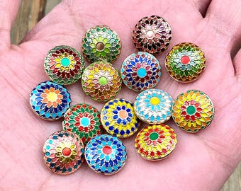 Metall Emaille Blumen Perlen Antikes Design Vintage Style Mandala DIY Ohrringe Armbänder Fußkettchen Yoga Mala Halskette Boho Schmuck Zubehör