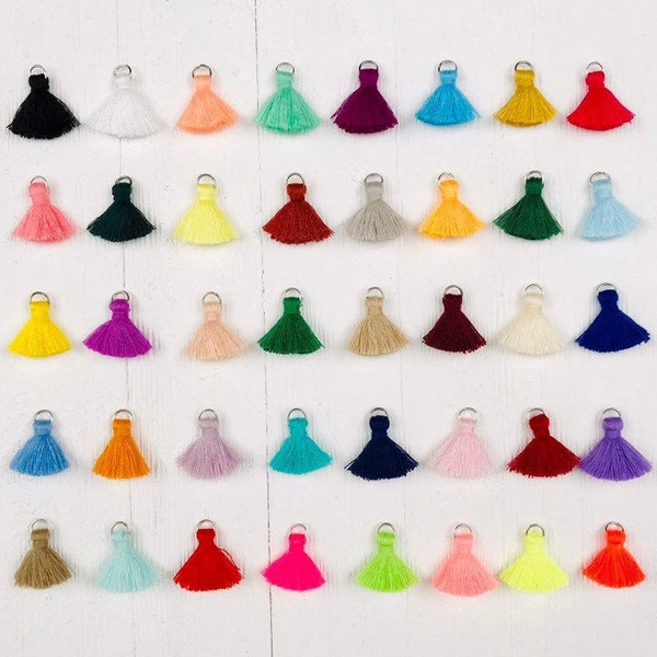 2 Mini 20mm Cotton Tassels DIY Handbag Purse Dress Costume Earrings Bracelet Anklet Religious Prayer Rosary Yoga Mala Necklace Findings Gift