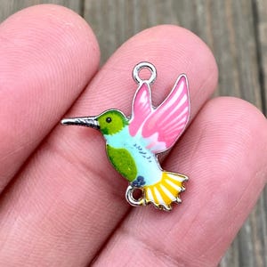Hummingbird Connector Multicolor Tropical Jungle Bird link Charms Pendants DIY Yoga Mala Necklace Bracelets Anklets Earrings Keychains Gift